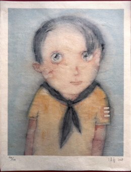 166/170, 2008 Zeng Jianyong ink print on handmade rice paper, 2008. signed, from series "The Header"