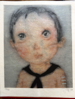 166/170, 2008 Zeng Jianyong ink print on handmade rice paper, 2008. signed, from series "The Header"